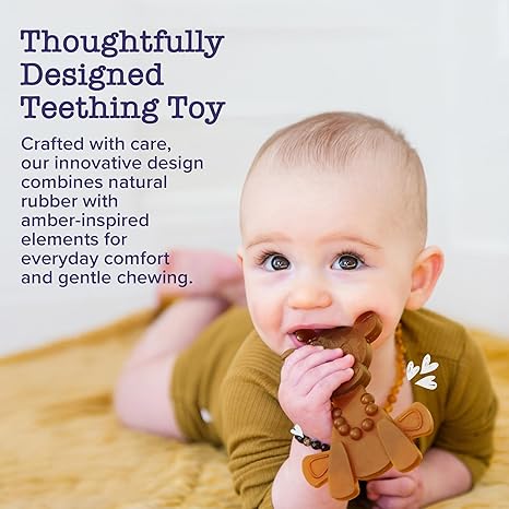 The Little Bamber Natural Rubber & Baltic Amber Teething Toy