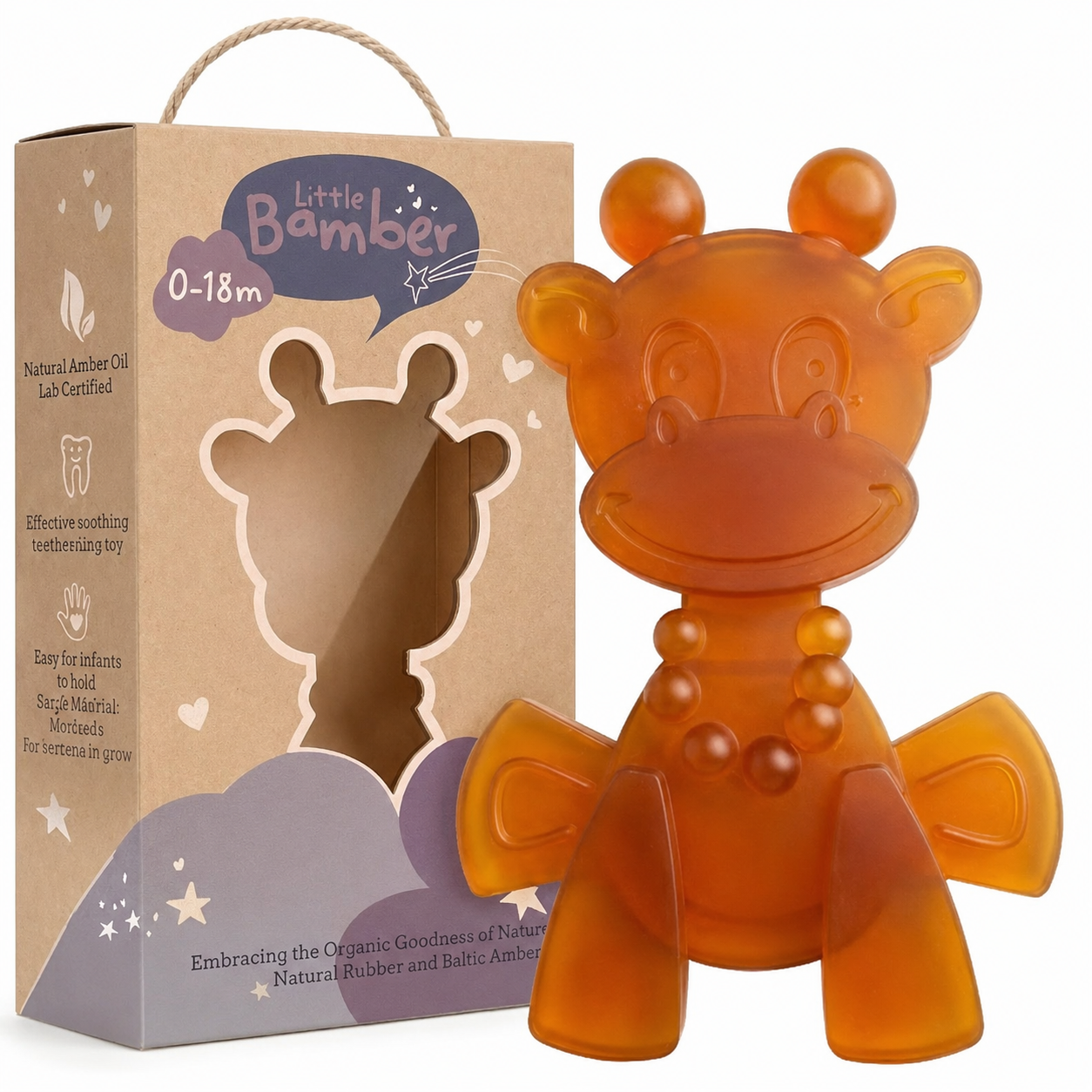 The Little Bamber Natural Rubber & Baltic Amber Teething Toy
