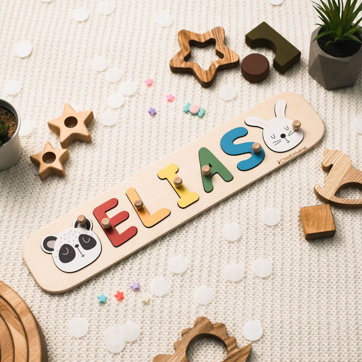 Personalized Wooden Name Puzzle with Pegs