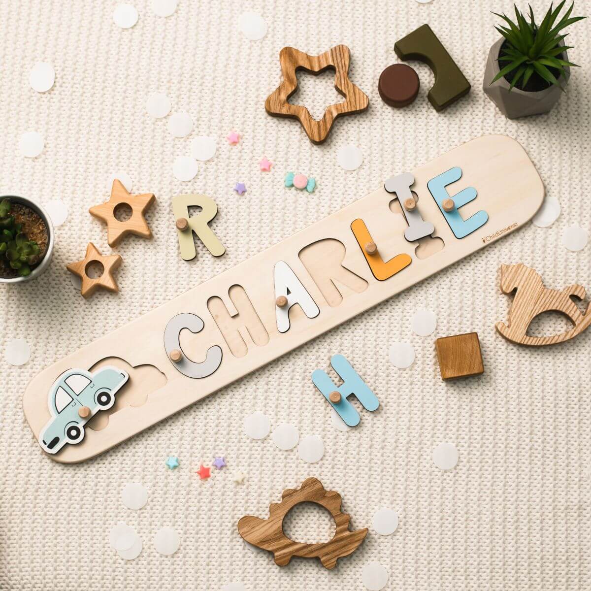 Personalized Wooden Name Puzzle with Pegs