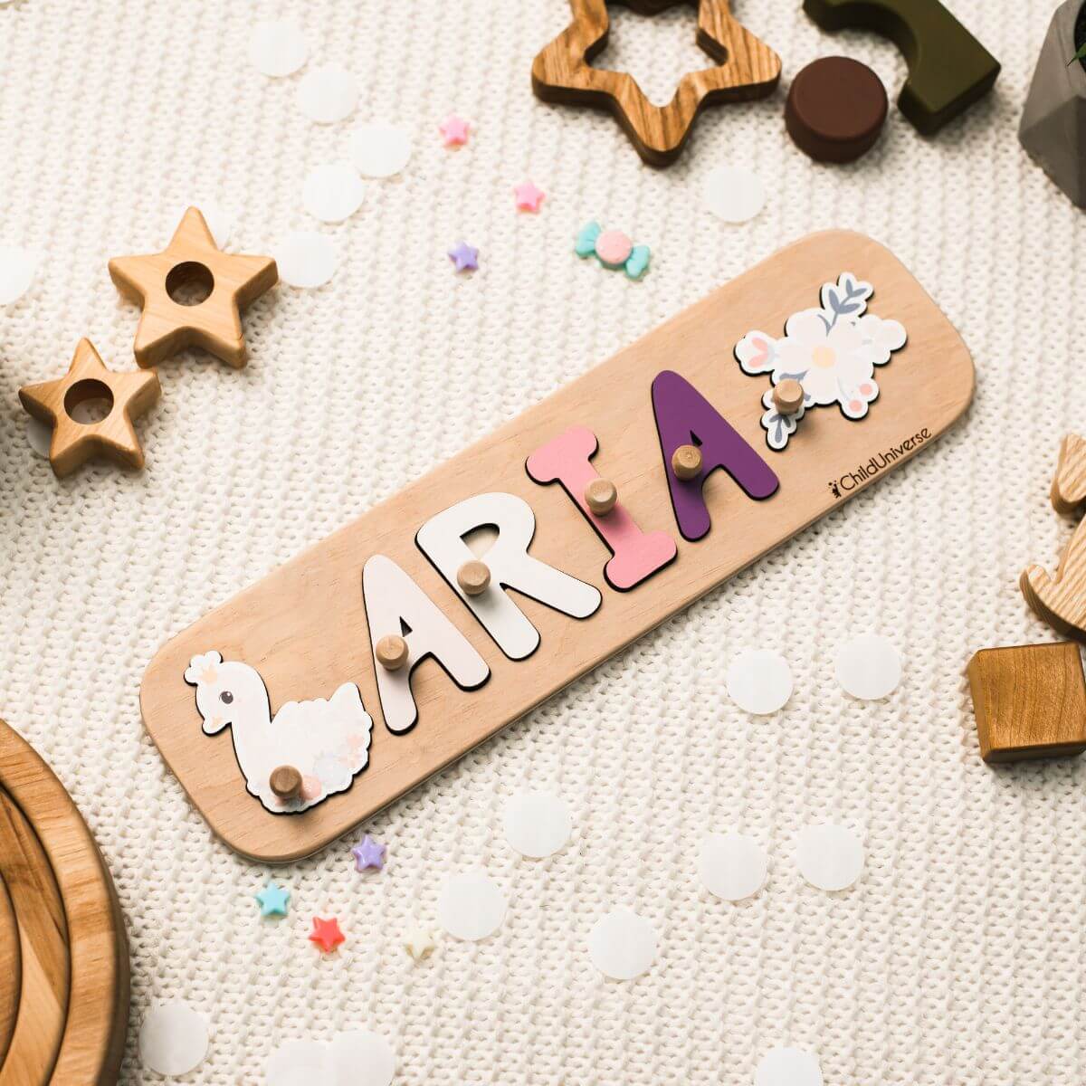 Personalized Wooden Name Puzzle with Pegs